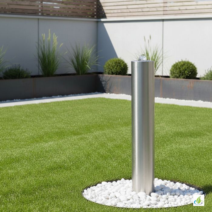 Edelstahl Säulenbrunnen rund Solo