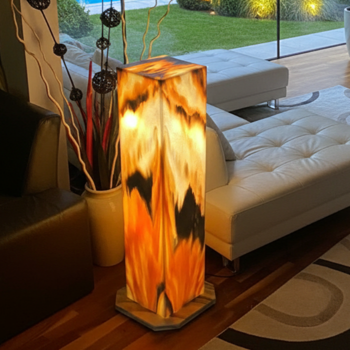 Steinleuchte aus Sölker Marmor 