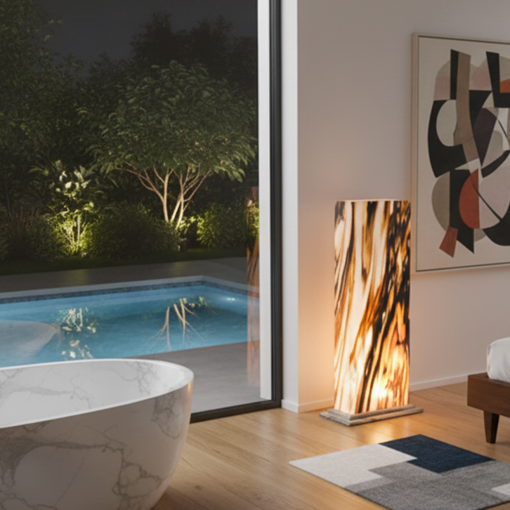 Sölker Marmor Naturstein Standleuchte 40x15cm, Höhe 120cm