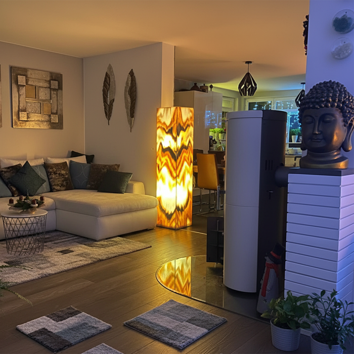 Sölker Marmor Naturstein Standleuchte 40x40cm, Höhe 160cm