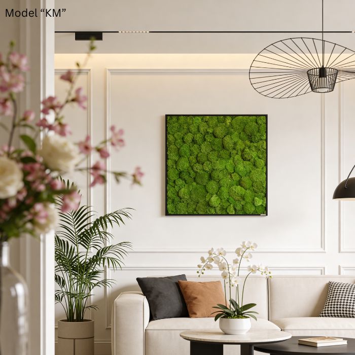 Cuadro decorativo de pared con musgo, 80x80 cm